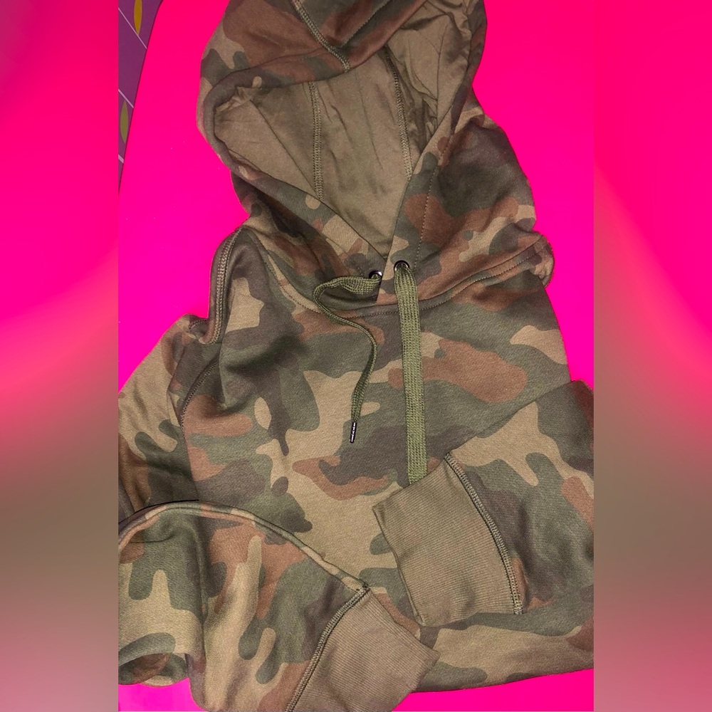 Camouflage Hoodie Sweater M SoftCozy Sweatshirt Green Flannel Print Fashion Mens